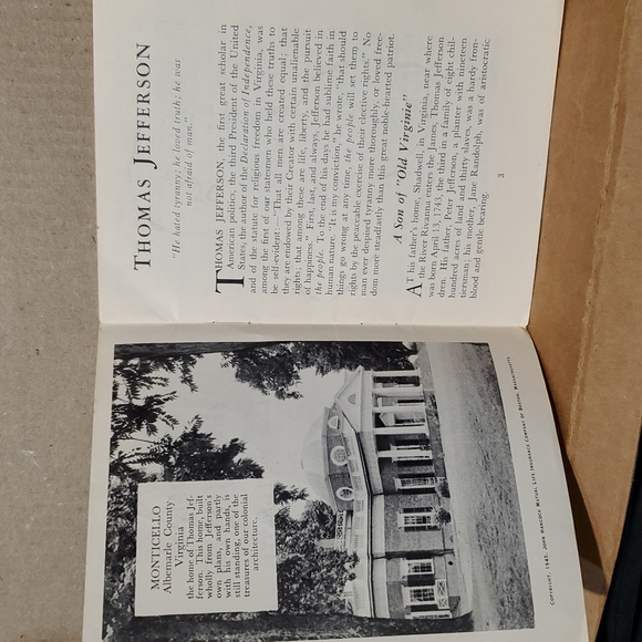 2/$8 🦅 John Hancock Mutual Life Insurance Company Thomas Jefferson Booklet 1945 - Picture 5 of 5